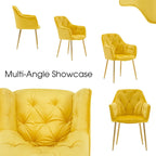 ivinta Tufted Dining Chairs Set of 2, Accent Chair with Solid Gold Plated Legs