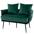 Costway Modern Loveseat Sofa Upholstered Dutch Velvet Couch with Woven - See Details