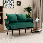 Costway Modern Loveseat Sofa Upholstered Dutch Velvet Couch with Woven - See Details