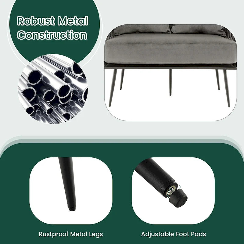 Costway Modern Loveseat Sofa Upholstered Dutch Velvet Couch with Woven - See Details