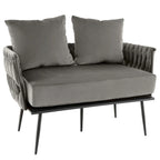 Costway Modern Loveseat Sofa Upholstered Dutch Velvet Couch with Woven - See Details