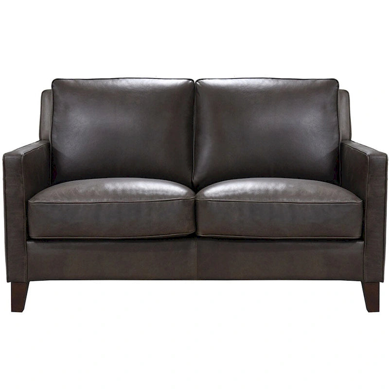 Hydeline Ashby Top Grain Leather Loveseat With Feather, Memory Foam and Springs