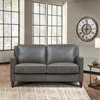 Hydeline Ashby Top Grain Leather Loveseat With Feather, Memory Foam and Springs