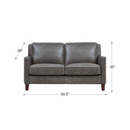 Hydeline Ashby Top Grain Leather Loveseat With Feather, Memory Foam and Springs