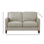 Hydeline Ashby Top Grain Leather Loveseat With Feather, Memory Foam and Springs