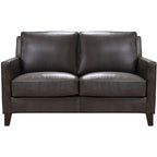 Hydeline Ashby Top Grain Leather Loveseat With Feather, Memory Foam and Springs