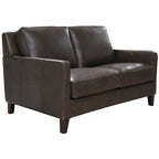 Hydeline Ashby Top Grain Leather Loveseat With Feather, Memory Foam and Springs