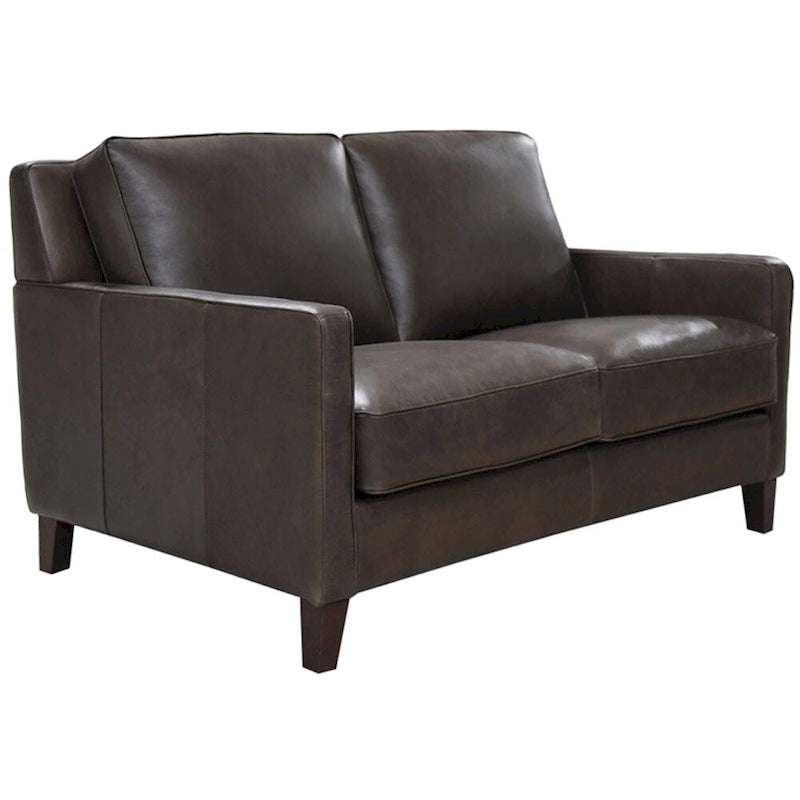 Hydeline Ashby Top Grain Leather Loveseat With Feather, Memory Foam and Springs