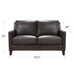 Hydeline Ashby Top Grain Leather Loveseat With Feather, Memory Foam and Springs