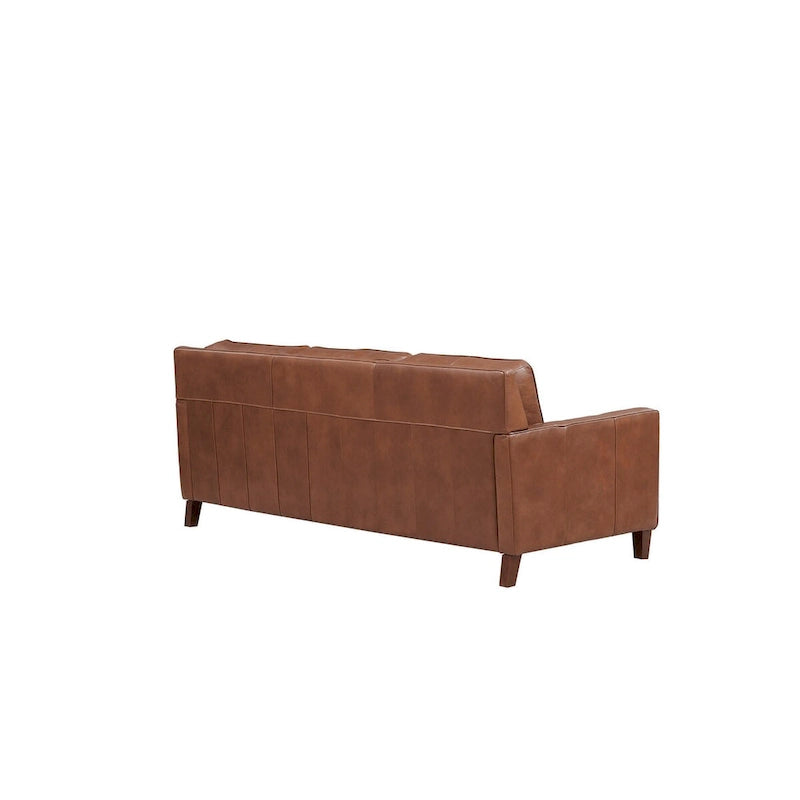 Hydeline Ashby Top Grain Leather Loveseat With Feather, Memory Foam and Springs