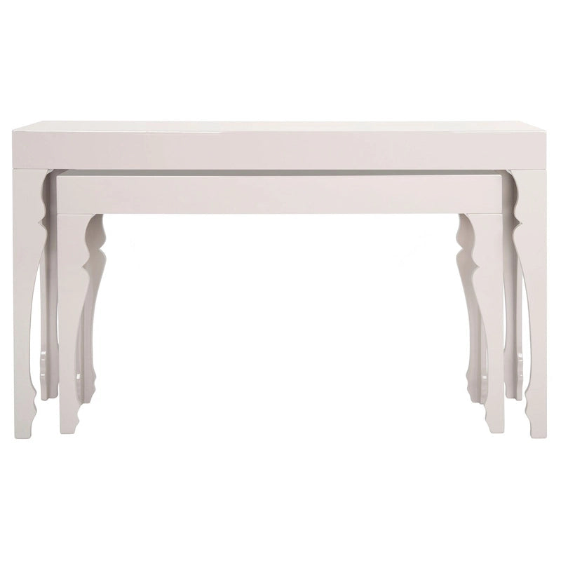 SAFAVIEH Norita White Lacquer Nesting Table - 51 x 13.3 x 31.5 - 51Wx13Dx32H