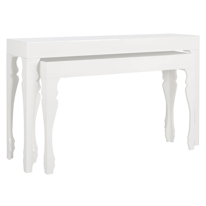 SAFAVIEH Norita White Lacquer Nesting Table - 51 x 13.3 x 31.5 - 51Wx13Dx32H