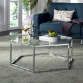 SAFAVIEH Kaycee Glass Chrome Hexagon Coffee Table - 36.2 x 31.5 x 13.8 - 36Wx32Dx14H