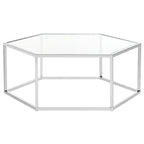 SAFAVIEH Kaycee Glass Chrome Hexagon Coffee Table - 36.2 x 31.5 x 13.8 - 36Wx32Dx14H