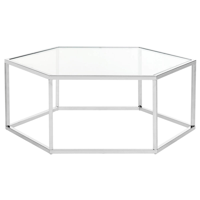 SAFAVIEH Kaycee Glass Chrome Hexagon Coffee Table - 36.2 x 31.5 x 13.8 - 36Wx32Dx14H