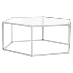 SAFAVIEH Kaycee Glass Chrome Hexagon Coffee Table - 36.2 x 31.5 x 13.8 - 36Wx32Dx14H