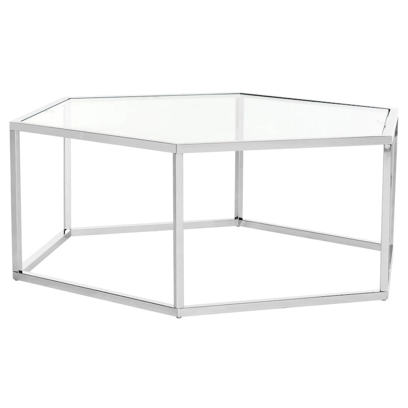 SAFAVIEH Kaycee Glass Chrome Hexagon Coffee Table - 36.2 x 31.5 x 13.8 - 36Wx32Dx14H