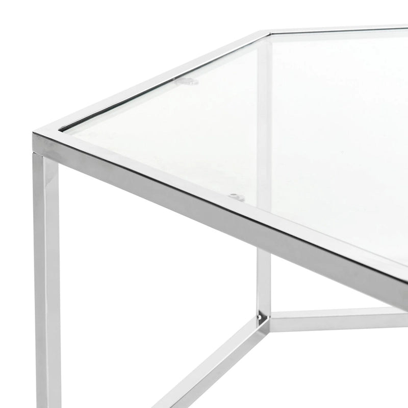 SAFAVIEH Kaycee Glass Chrome Hexagon Coffee Table - 36.2 x 31.5 x 13.8 - 36Wx32Dx14H