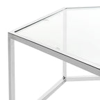 SAFAVIEH Kaycee Glass Chrome Hexagon Coffee Table - 36.2 x 31.5 x 13.8 - 36Wx32Dx14H