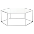 SAFAVIEH Kaycee Glass Chrome Hexagon Coffee Table - 36.2 x 31.5 x 13.8 - 36Wx32Dx14H
