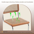 Rattan Dining Chairs Set of 2 Mid Century Modern Dining Room Chairs with Natural Rattan Woven Backrest and Seat