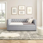 Full Size Upholstered Daybed Sofa Bed with Twin Size Trundle