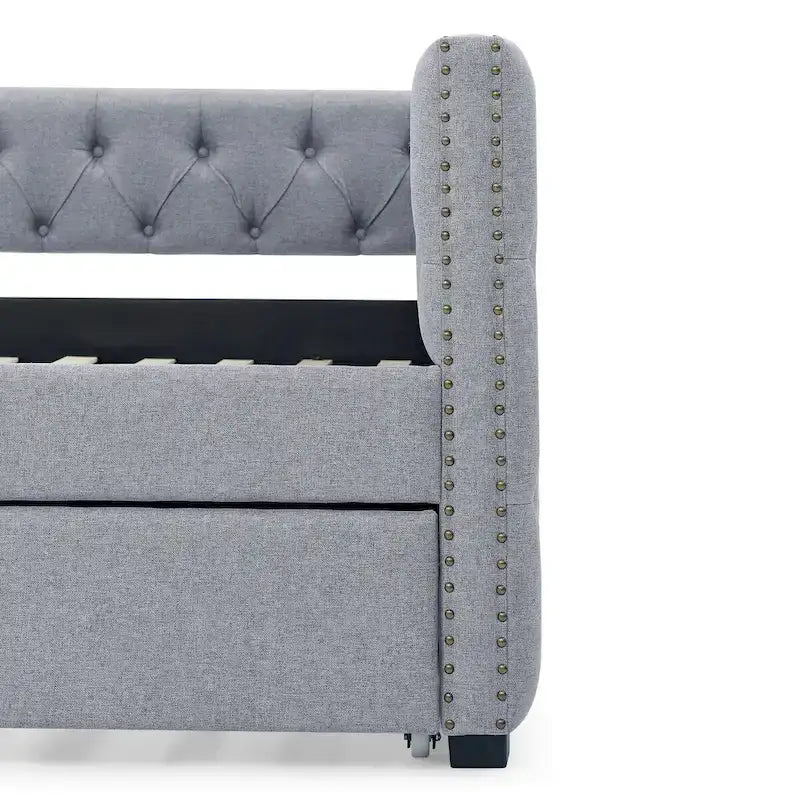 Full Size Upholstered Daybed Sofa Bed with Twin Size Trundle