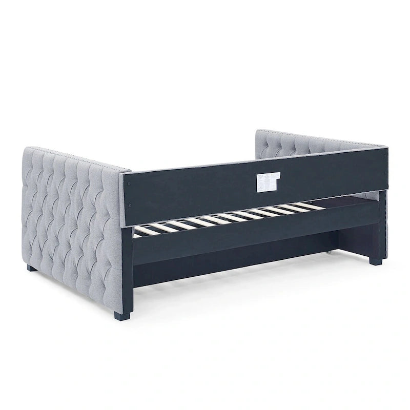 Full Size Upholstered Daybed Sofa Bed with Twin Size Trundle