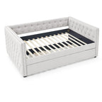 Full Size Upholstered Daybed Sofa Bed with Twin Size Trundle