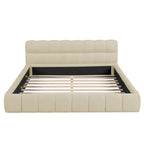 Queen Size Upholstered Platform Bed with Thick Fabric, Grounded Bed with Solid Frame