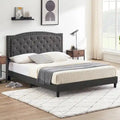 Tufted Velvet Upholstered Low Profile Standard Bed Platform Bed Frame