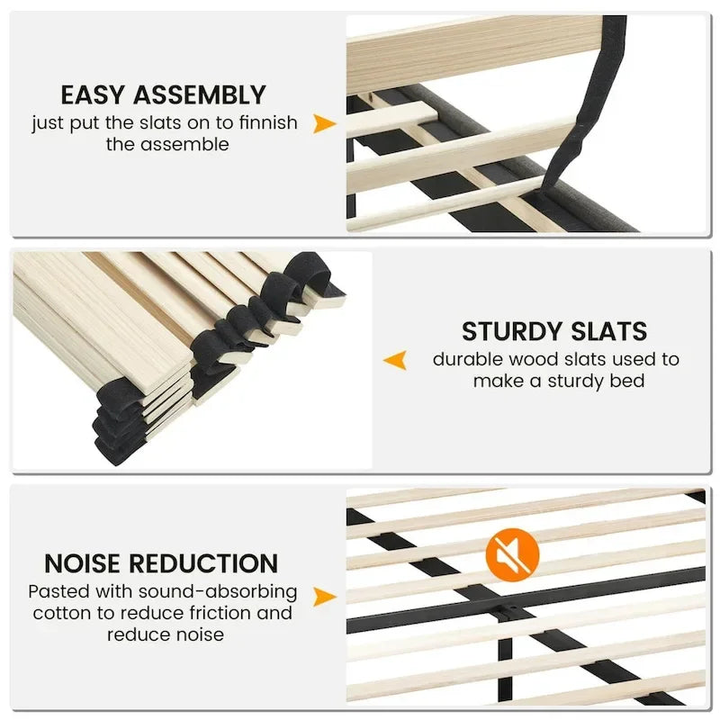 Tufted Velvet Upholstered Low Profile Standard Bed Platform Bed Frame