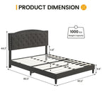 Tufted Velvet Upholstered Low Profile Standard Bed Platform Bed Frame