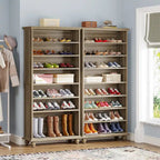 Narrow Tall Shoe Cabinet with LED Lighting, 9-Tier 30 Pairs Freestanding Shoes Storage Cabinet