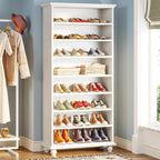 Narrow Tall Shoe Cabinet with LED Lighting, 9-Tier 30 Pairs Freestanding Shoes Storage Cabinet