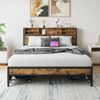 Queen Bed Frame with Storage Headboard and 4 Drawers