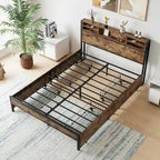 Queen Bed Frame with Storage Headboard and 4 Drawers
