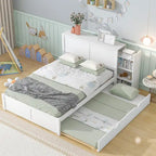 Storage Platform Bed with Pull Out Shelves and Trundle