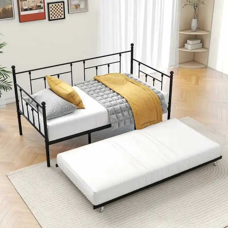Metal Daybed Frame Platform with Trundle