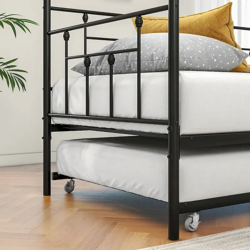 Metal Daybed Frame Platform with Trundle