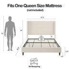 Upholstered Queen Bed with Nailhead Trim Wingback Headboard