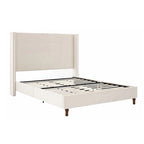 Upholstered Queen Bed with Nailhead Trim Wingback Headboard