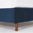 Upholstered Queen Bed with Nailhead Trim Wingback Headboard