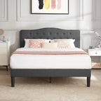 Javlergo Upholstered Platform Bed Frame with Adjustable Headboard, No Box Spring Needed