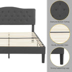 Javlergo Upholstered Platform Bed Frame with Adjustable Headboard, No Box Spring Needed
