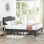 Javlergo Upholstered Platform Bed Frame with Adjustable Headboard, No Box Spring Needed