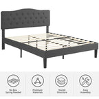 Javlergo Upholstered Platform Bed Frame with Adjustable Headboard, No Box Spring Needed