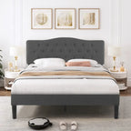 Javlergo Upholstered Platform Bed Frame with Adjustable Headboard, No Box Spring Needed