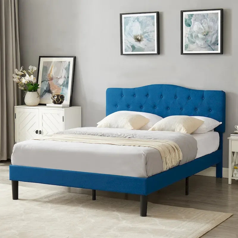 Javlergo Upholstered Platform Bed Frame with Adjustable Headboard, No Box Spring Needed