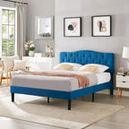Javlergo Upholstered Platform Bed Frame with Adjustable Headboard, No Box Spring Needed